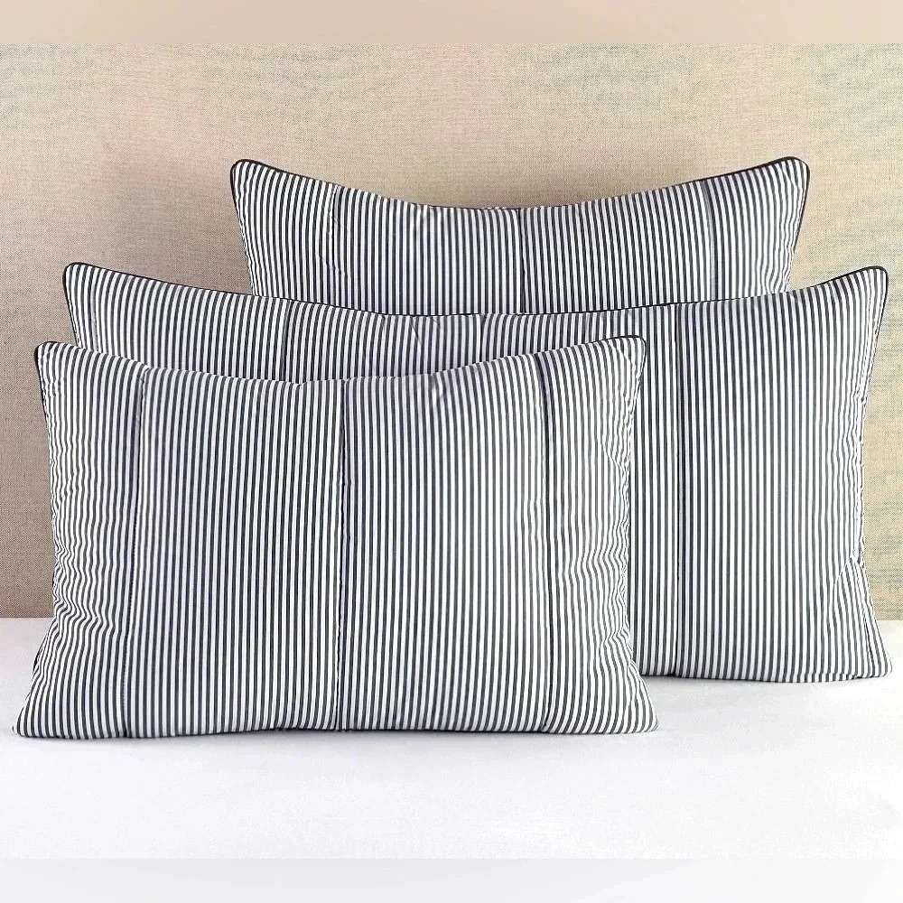 Pillow Case Black & White Striped Percale Sham-NEW-Pottery Barn Standard